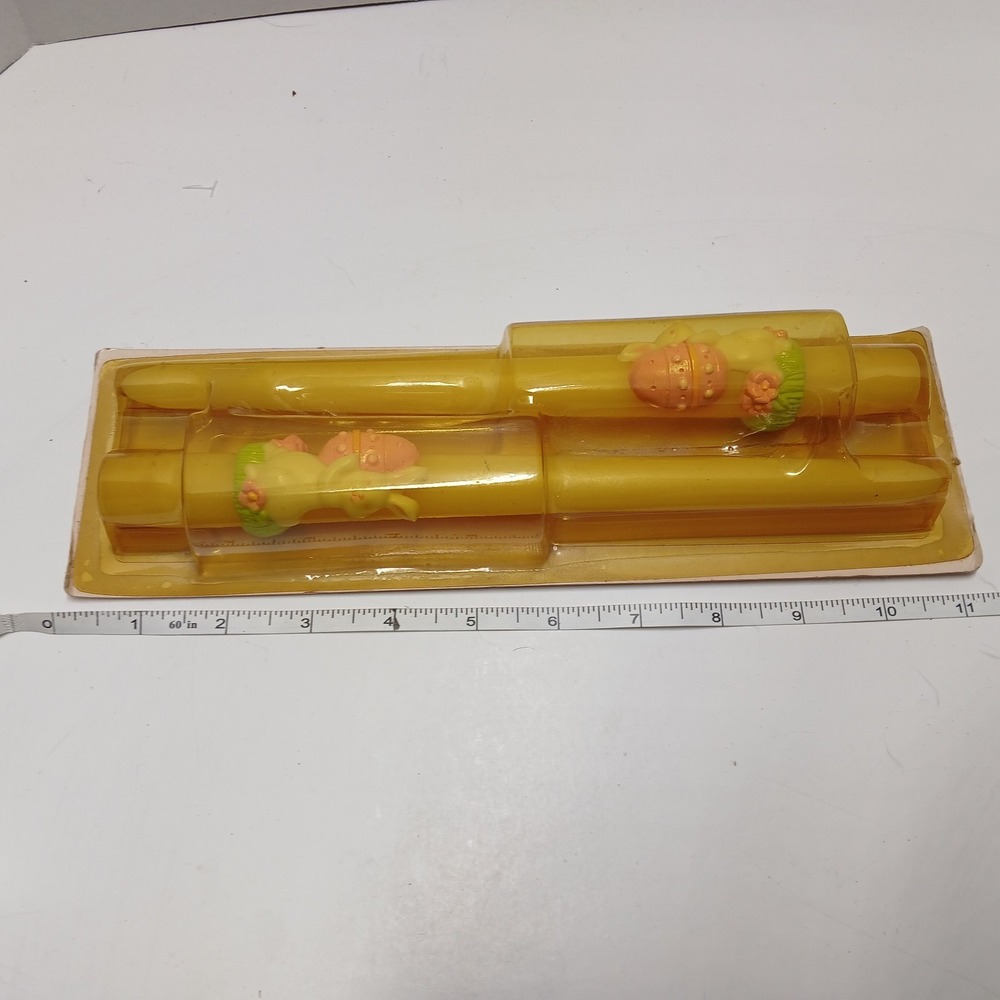 Vintage Set  2 Taper Spring Easter Rabbits Eggs Wax Candles 10"  Bunny